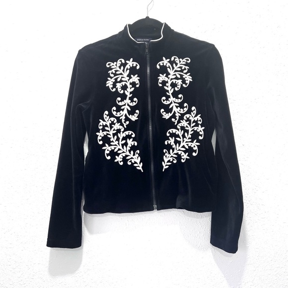 Boston Proper Black and White Embroidered Blazer S - Picture 1 of 8